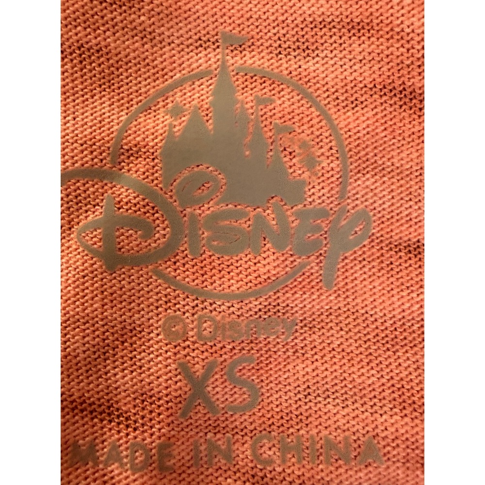 Disney New Park Y2k Baby Tee Mickey Minnie Mouse Coral Fitted V-Neck T-Shirt XS - Picture 9 of 10